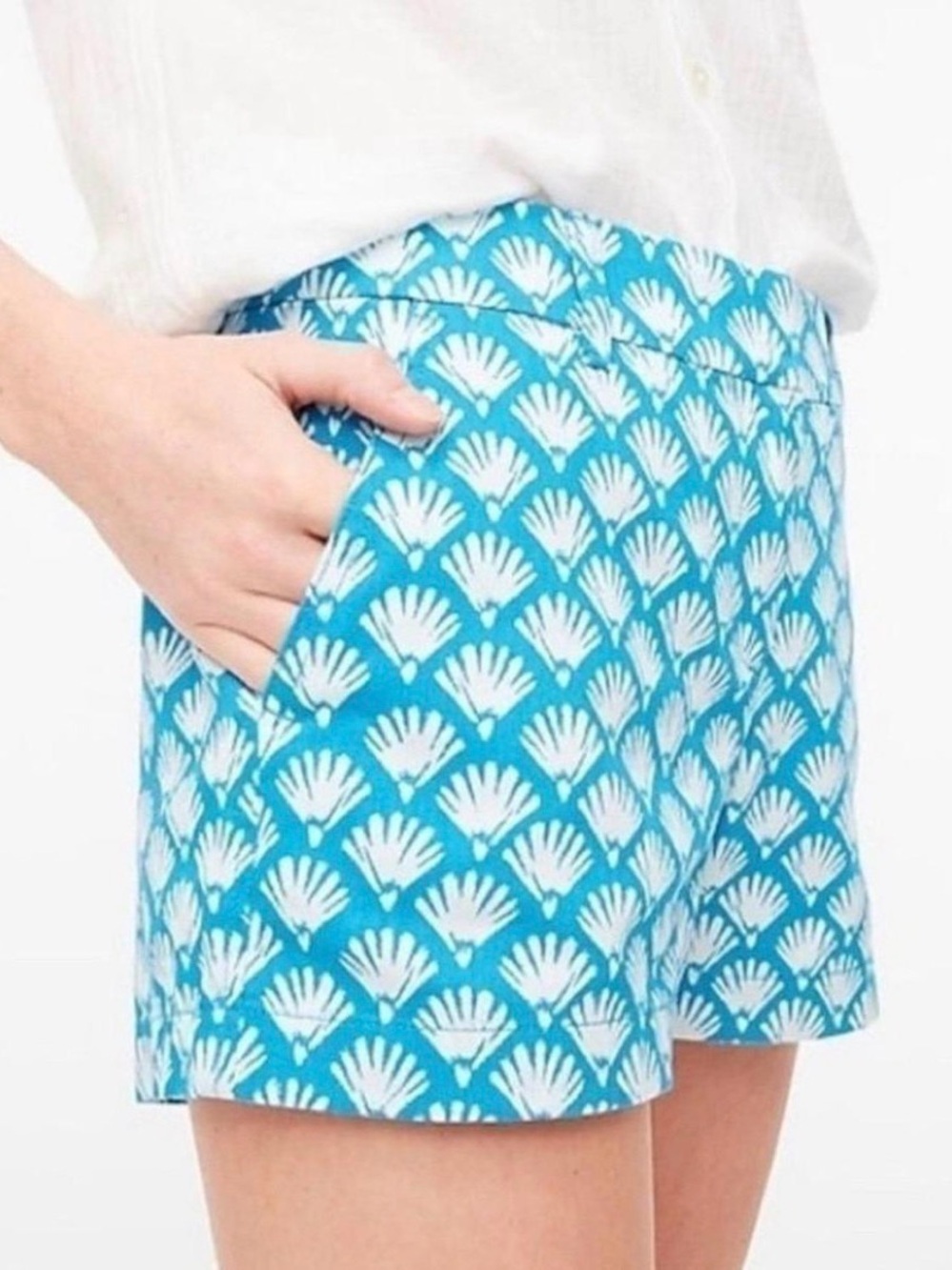 J. Crew Turquoise Patterned Shell-Print Bermuda Shorts